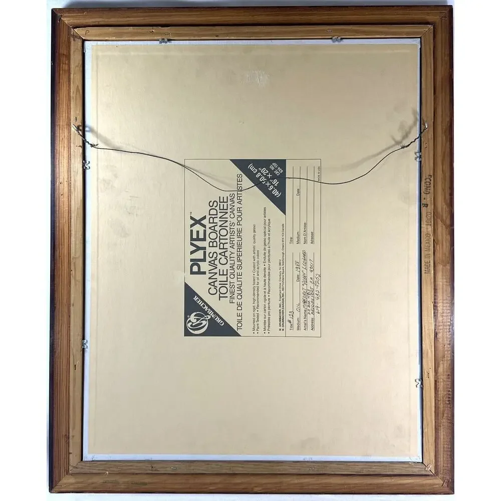 Oil Painting Winter At Dawn Cabin On Pond Signed Margaret Peggy Ledgard 1988 - Picture 9 of 10